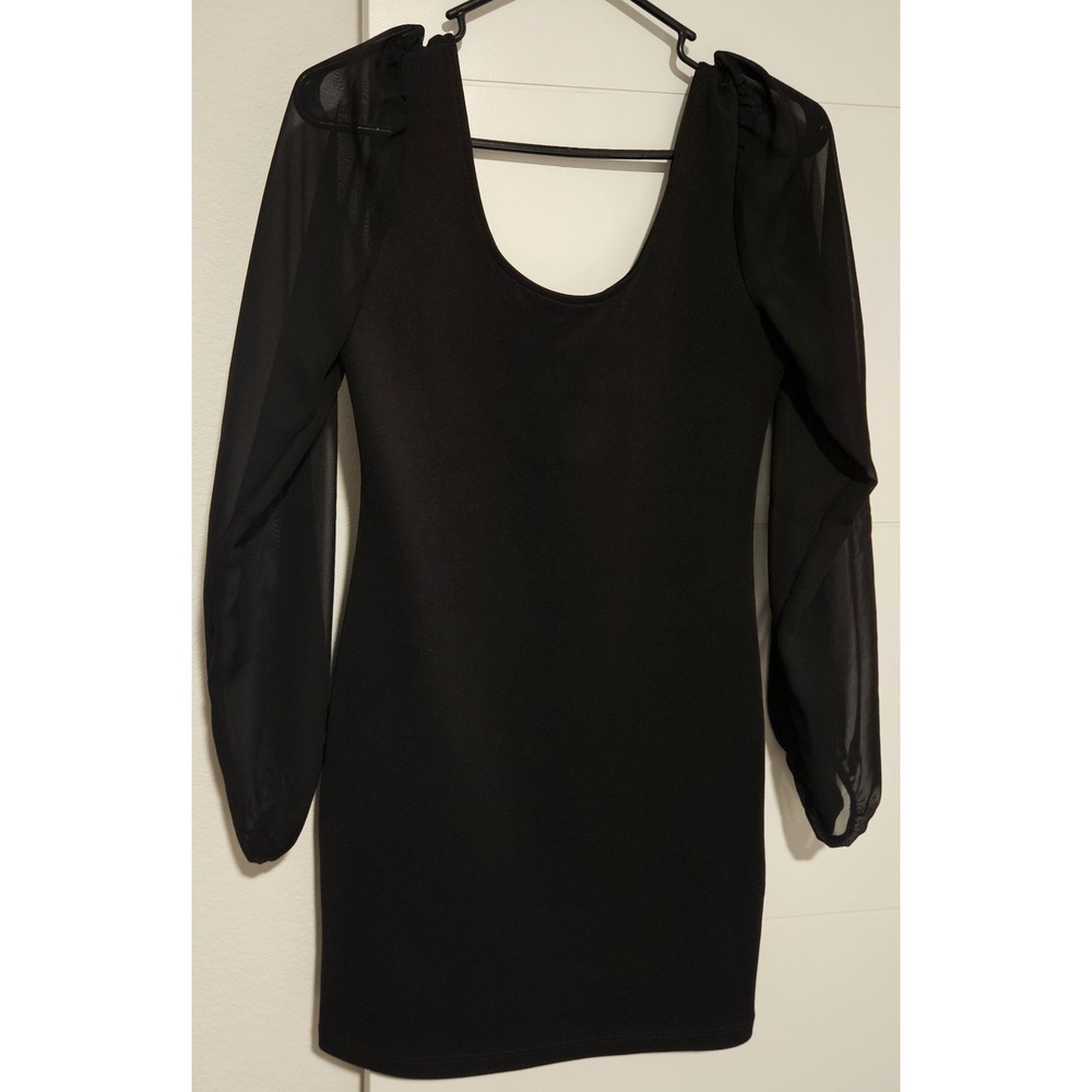 Trac Womens Black Dress Size 4 Long Shear Sleeve